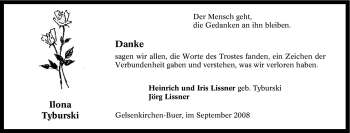 Traueranzeige von Ilona Tyburski von Tageszeitung