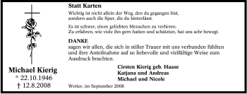 Traueranzeige von Michael Kierig von Tageszeitung