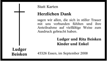Traueranzeige von Ludger Beisken von Tageszeitung