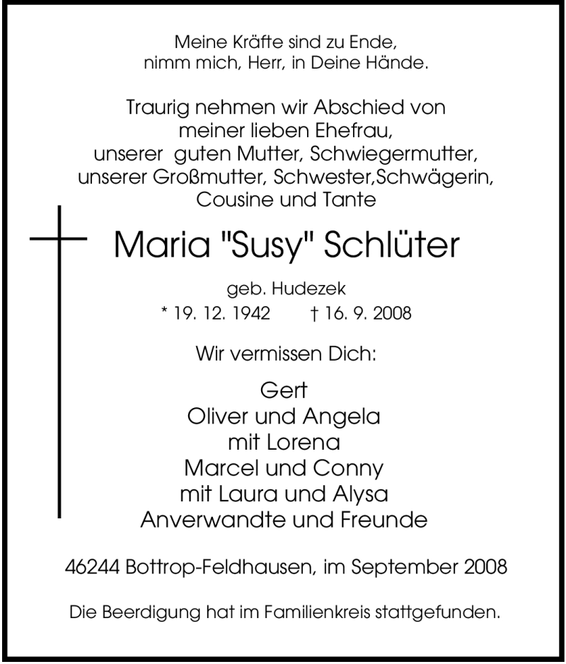  Traueranzeige für Maria 