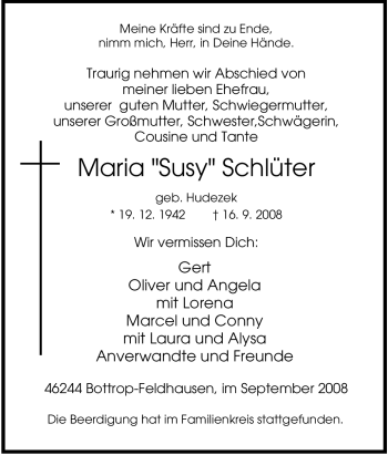 Traueranzeige von Maria 