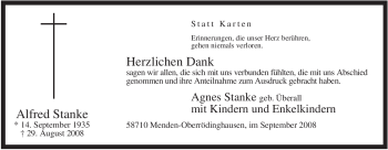 Traueranzeige von Alfred Stanke von Tageszeitung