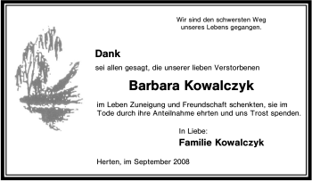 Traueranzeige von Barbara Kowalczyk von Tageszeitung