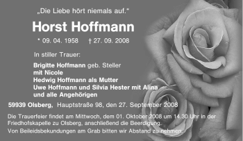 Traueranzeige von Horst Hoffmann von Tageszeitung