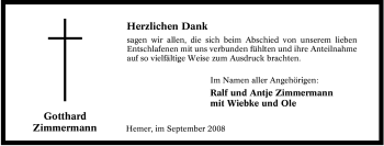 Traueranzeige von Gotthard Zimmermann von Tageszeitung