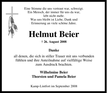 Traueranzeige von Helmut Beier von Tageszeitung