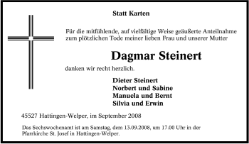 Traueranzeige von Dagmar Steinert von Tageszeitung