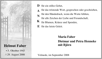 Traueranzeige von Helmut Faber von Tageszeitung