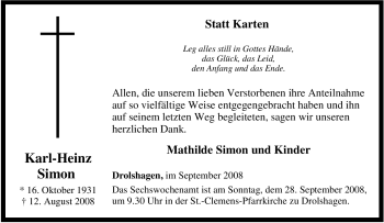 Traueranzeige von Karl-Heinz Simon von Tageszeitung