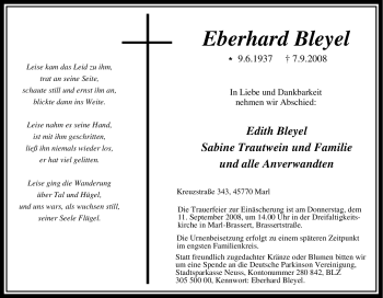 Traueranzeige von Eberhard Bleyel von Tageszeitung