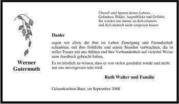 Traueranzeige von Werner Gutermuth von Tageszeitung