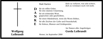 Traueranzeige von Wolfgang Leibrandt von Tageszeitung