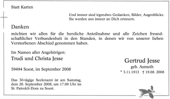 Traueranzeige von Gertrud Jesse von Tageszeitung
