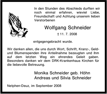 Traueranzeige von Wolfgang Schneider von Tageszeitung