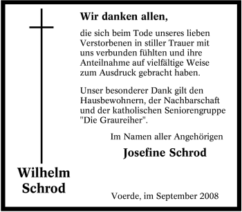 Traueranzeige von Wilhelm Schrod von Tageszeitung