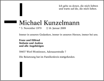 Traueranzeige von Michael Kunzelmann von Tageszeitung