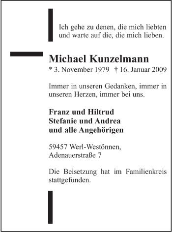 Traueranzeige von Michael Kunzelmann von Tageszeitung