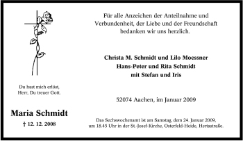 Traueranzeige von Maria Schmidt von Tageszeitung