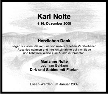 Traueranzeige von Karl Nolte von Tageszeitung