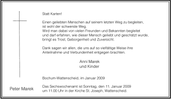 Traueranzeige von Peter Marek von Tageszeitung