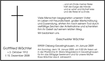 Traueranzeige von Gottfried Wächter von Tageszeitung