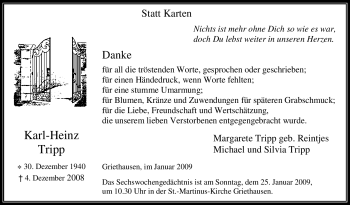 Traueranzeige von Karl-Heinz Tripp von Tageszeitung
