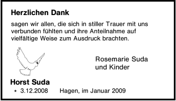 Traueranzeige von Horst Suda von Tageszeitung