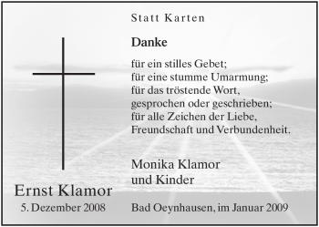Traueranzeige von Ernst Klamor von Tageszeitung