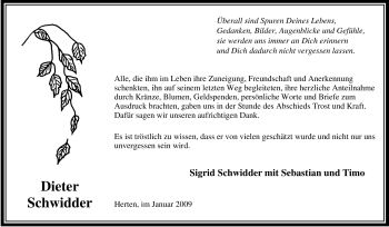 Traueranzeige von Dieter Schwidder von Tageszeitung