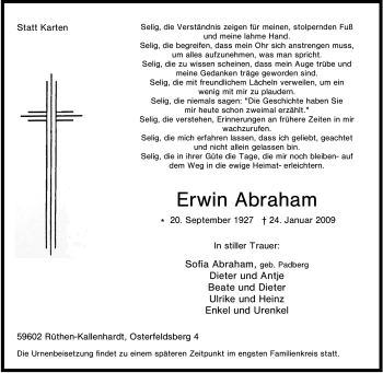 Traueranzeige von Erwin Abraham von Tageszeitung