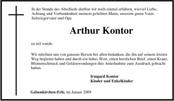 Traueranzeige von Arthur Kontor von Tageszeitung