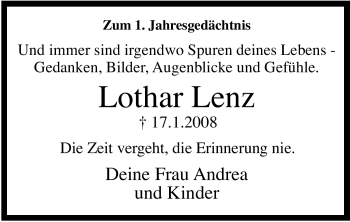 Traueranzeige von Lothar Lenz von Tageszeitung