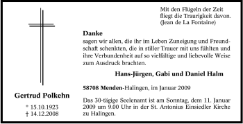 Traueranzeige von Gertrud Polkehn von Tageszeitung