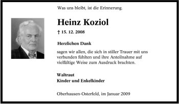 Traueranzeige von Heinz Koziol von Tageszeitung