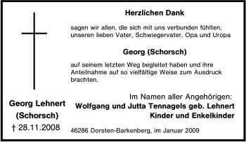 Traueranzeige von Georg (Schorsch) Lehnert von Tageszeitung