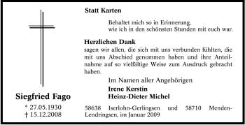 Traueranzeige von Siegfried Fago von Tageszeitung