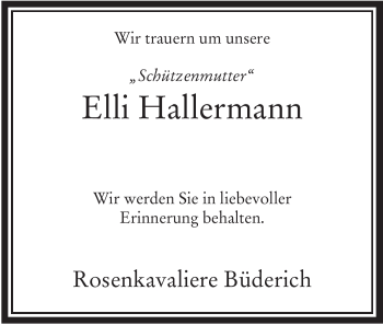 Traueranzeige von Elli Hallermann von Tageszeitung