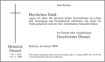 Traueranzeige von Heinrich Diemel von Tageszeitung