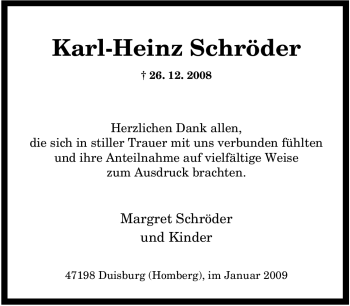 Traueranzeige von Karl-Heinz Schröder von Tageszeitung