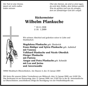 Traueranzeige von Wilhelm Pfankuche von Tageszeitung