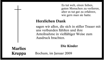 Traueranzeige von Marlies Kruppa von Tageszeitung