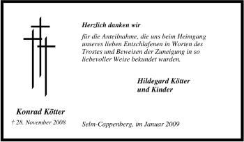 Traueranzeige von Konrad Kötter von Tageszeitung