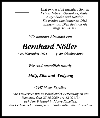 Traueranzeige von Bernhard Nöller von Tageszeitung