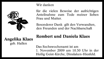 Traueranzeige von Angelika Klaes von Tageszeitung