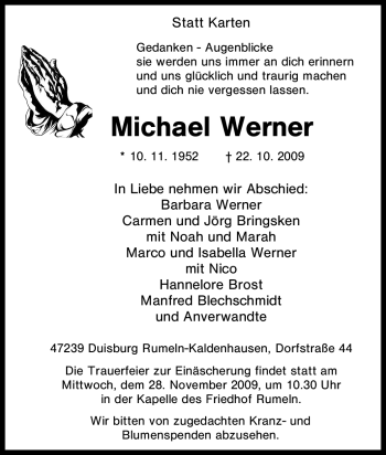 Traueranzeige von Michael Werner von Tageszeitung