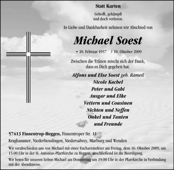 Traueranzeige von Michael Soest von Tageszeitung