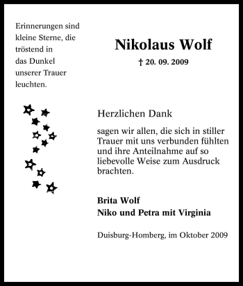 Traueranzeige von Nikolaus Wolf von Tageszeitung