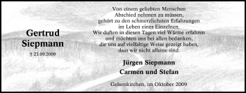 Traueranzeige von Gertrud Siepmann von Tageszeitung