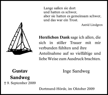 Traueranzeige von Gustav Sandweg von Tageszeitung