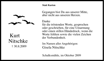 Traueranzeige von Kurt Nitschke von Tageszeitung
